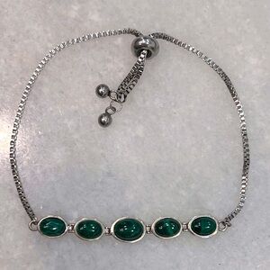 African Malachite Sterling Silver BOLO Bracelet